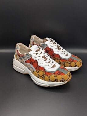 GUCCI Rhyton GG Multicolor Canvas Chunky Platform Sneakers Womens 11 EU 41 Italy